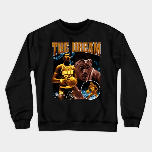 Hakeem Olajuwon The Dream Basketball Legend Signature Vintage Retro 80s 90s Bootleg Rap Style Crewneck Sweatshirt by CarDE